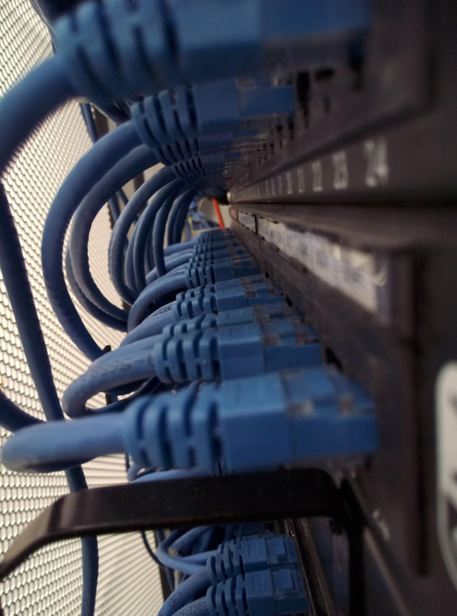 Structured data and network cabling with patch panel installation